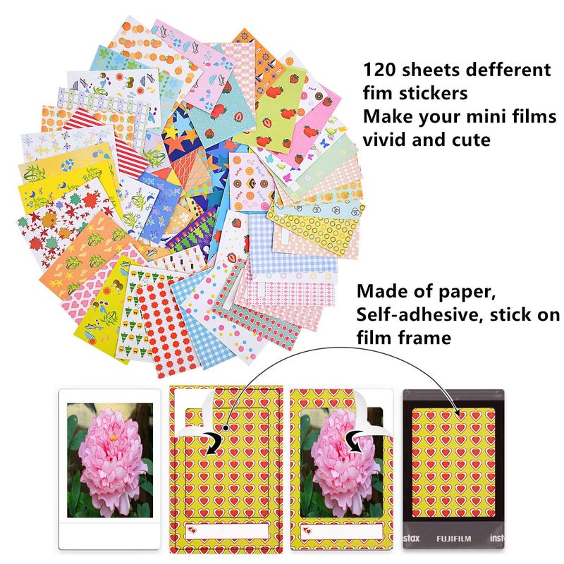 Sunmns Accessories Bundle Kit Set Compatible with Fujifilm Instax Mini 12 11 9 90 70 Films, Accessory Include Album, Film Stickers, Desk Frames, Hanging Frame, Strap (Rainbow) - Image 4